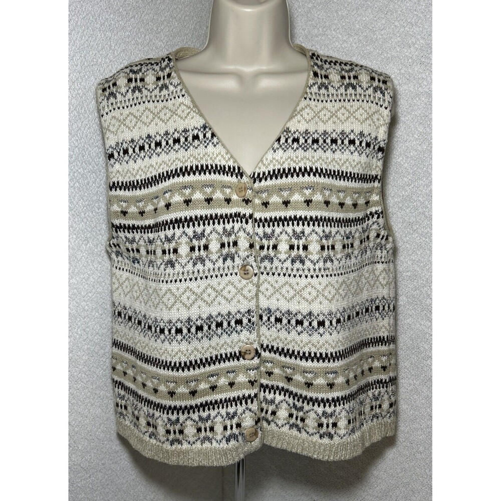 NY Style Women’s Feminine Vest Christmas Sweater Vest Size M Holiday Cottagecore